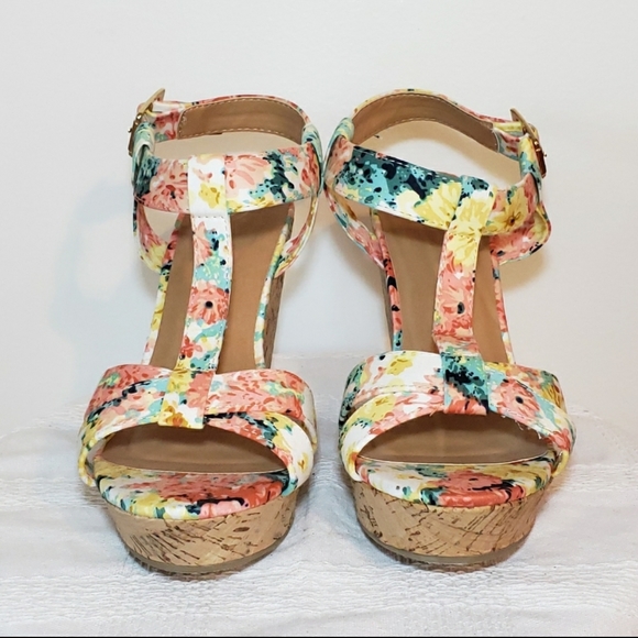 floral cork wedge heels - Picture 3 of 7